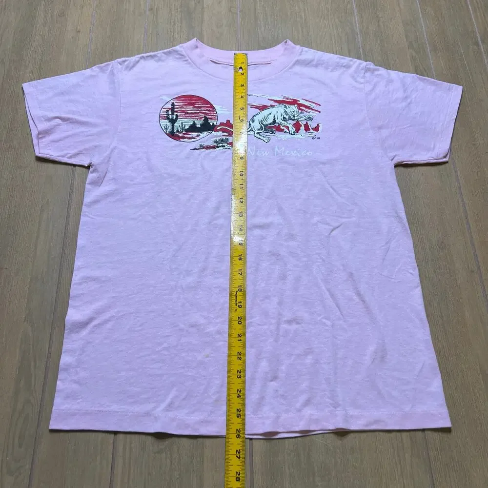 Vintage 80s T-shirt  "New Mexico" desert scene design‎ Sz L Bobcat - Picture 5 of 10